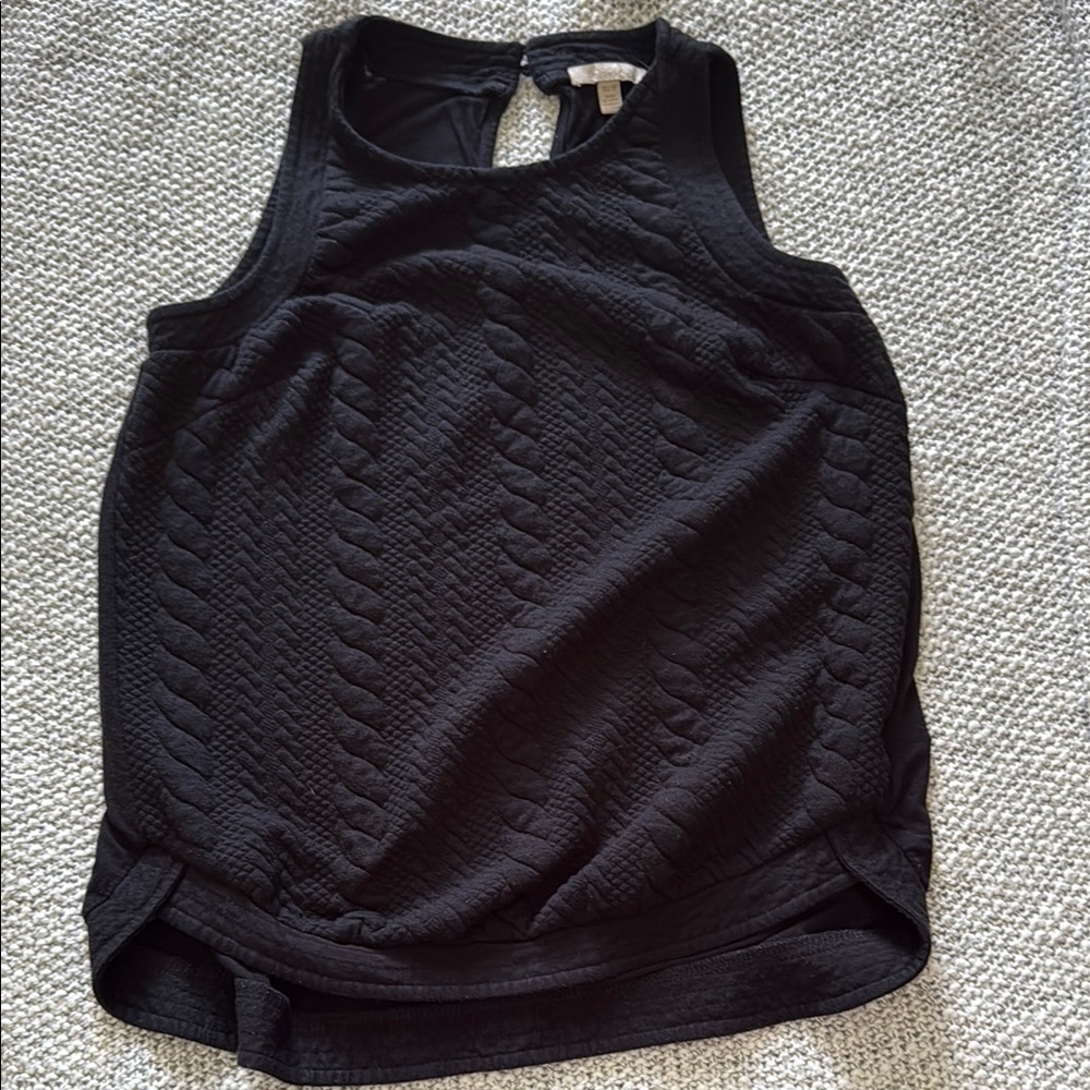 Anthropologie Black Ribbed Cut Out Tank Top